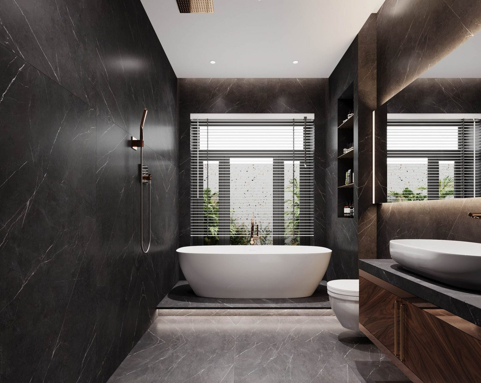 Phối cảnh 3D phòng tắm và WC