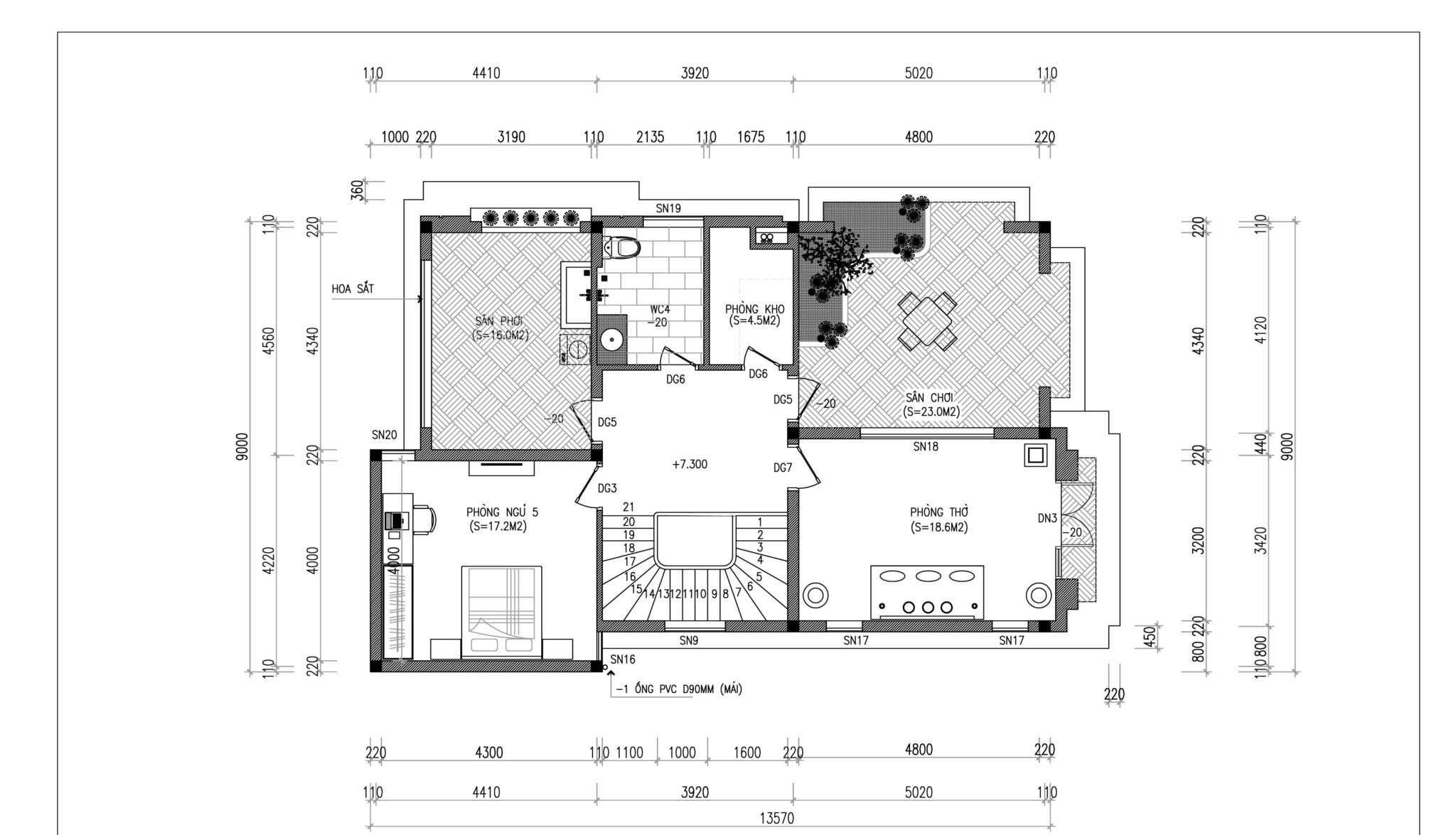 Bản vẽ 2D của các mặt bằng công năng sử dụng