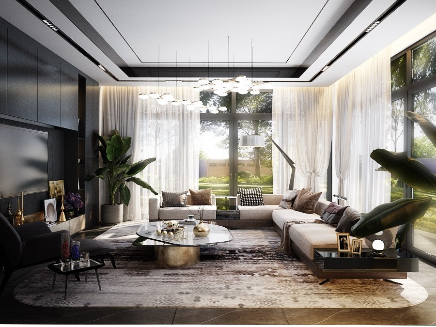 Biệt thự hiện đại này được xây dựng với không gian rộng rãi và thoáng đãng