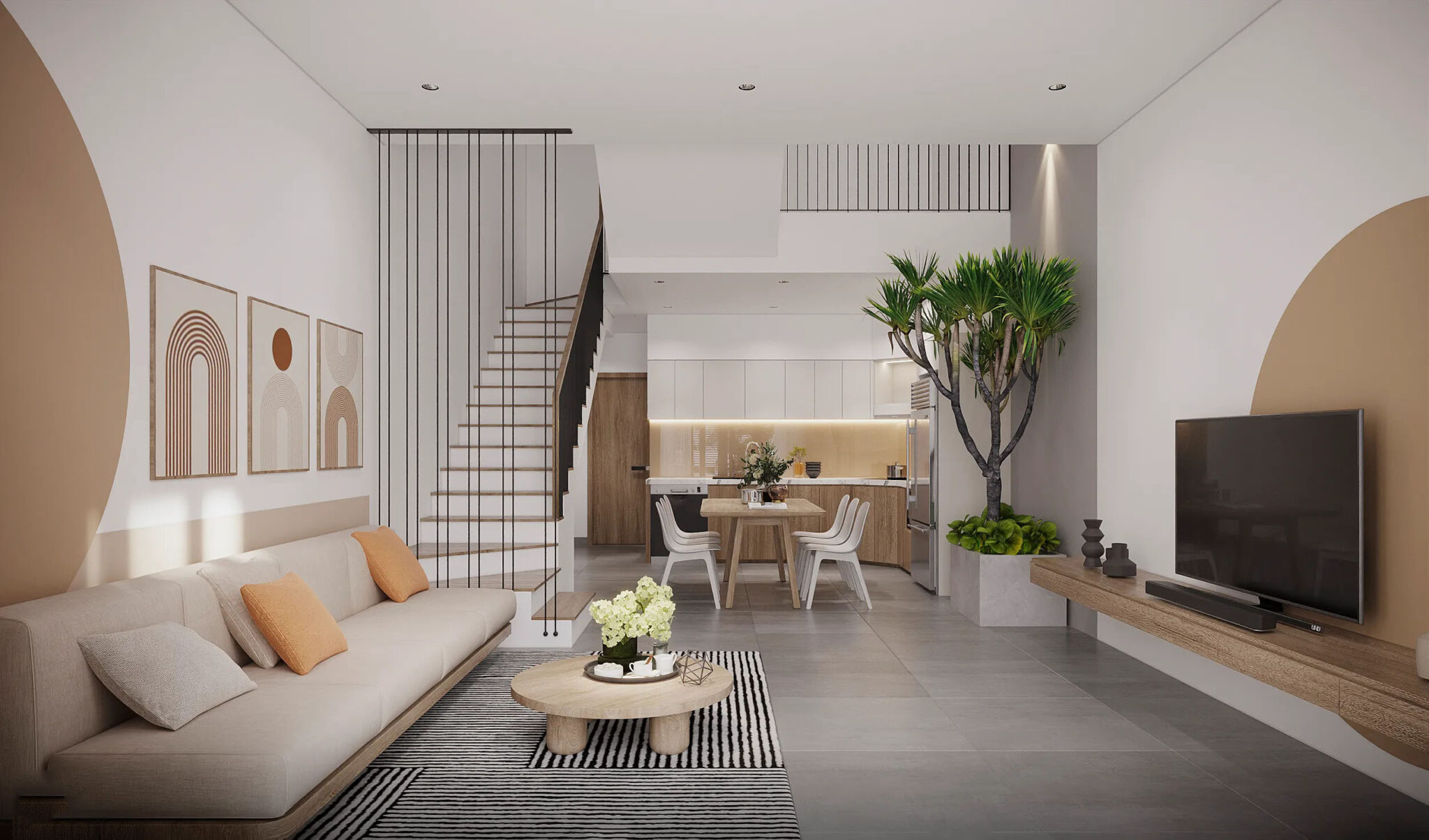 Nội thất nhà phố đẹp hiện đại với thiết kế mở