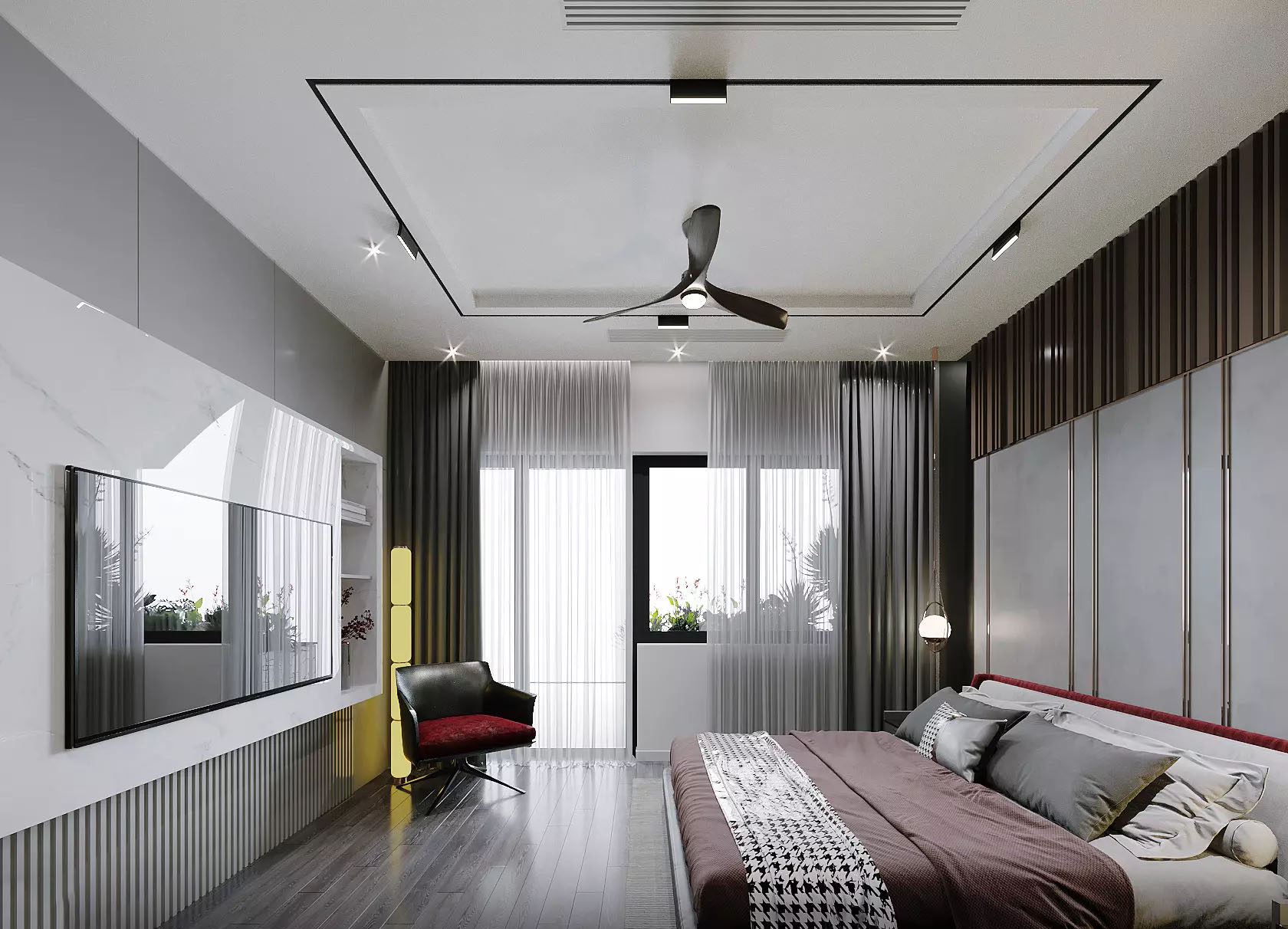 Ánh sáng tự nhiên từ các cửa sổ lớn cũng giúp tạo ra một không gian mở