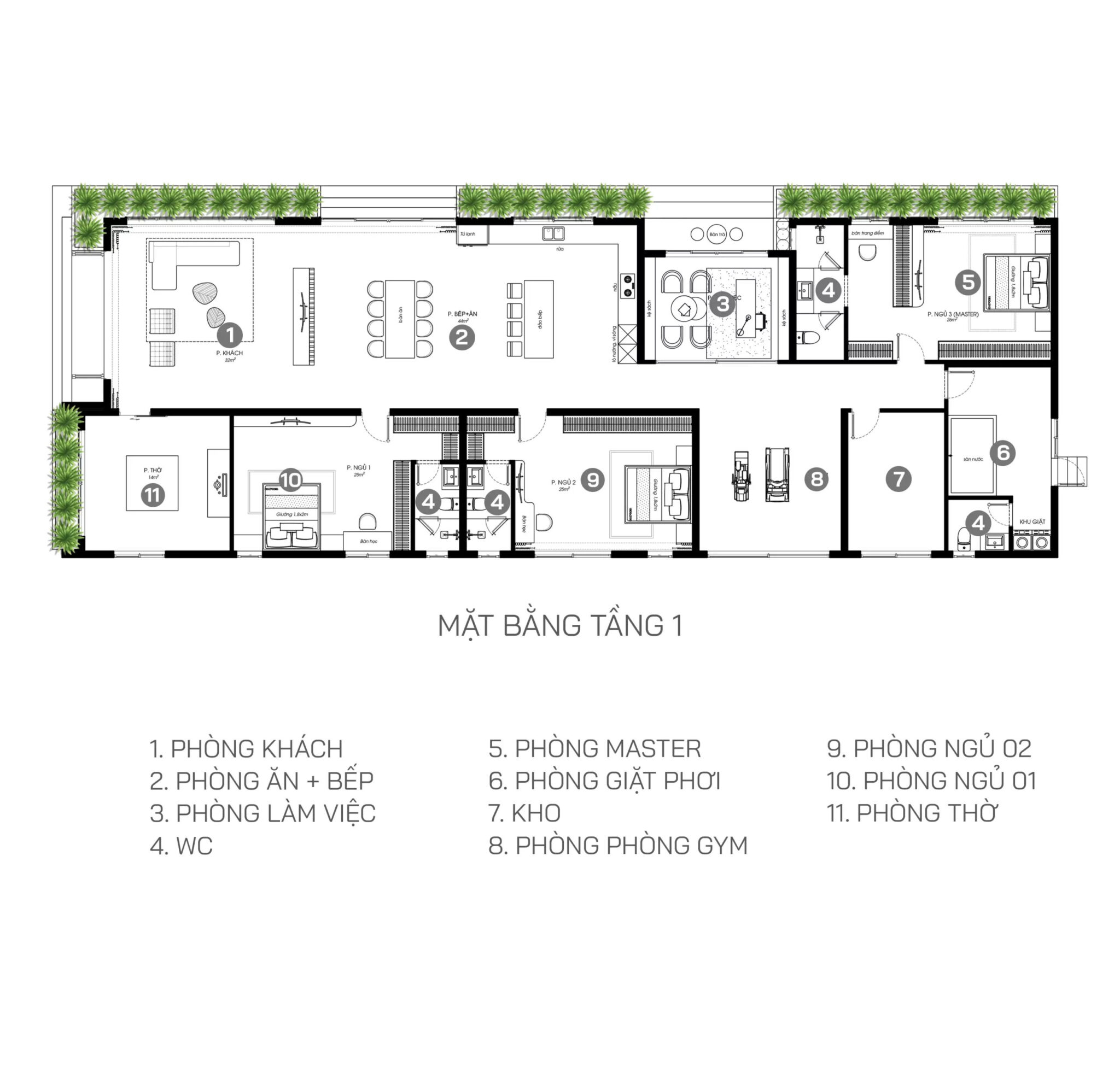 V's House có đến 3 phòng ngủ, đảm bảo không gian sống thoải mái.