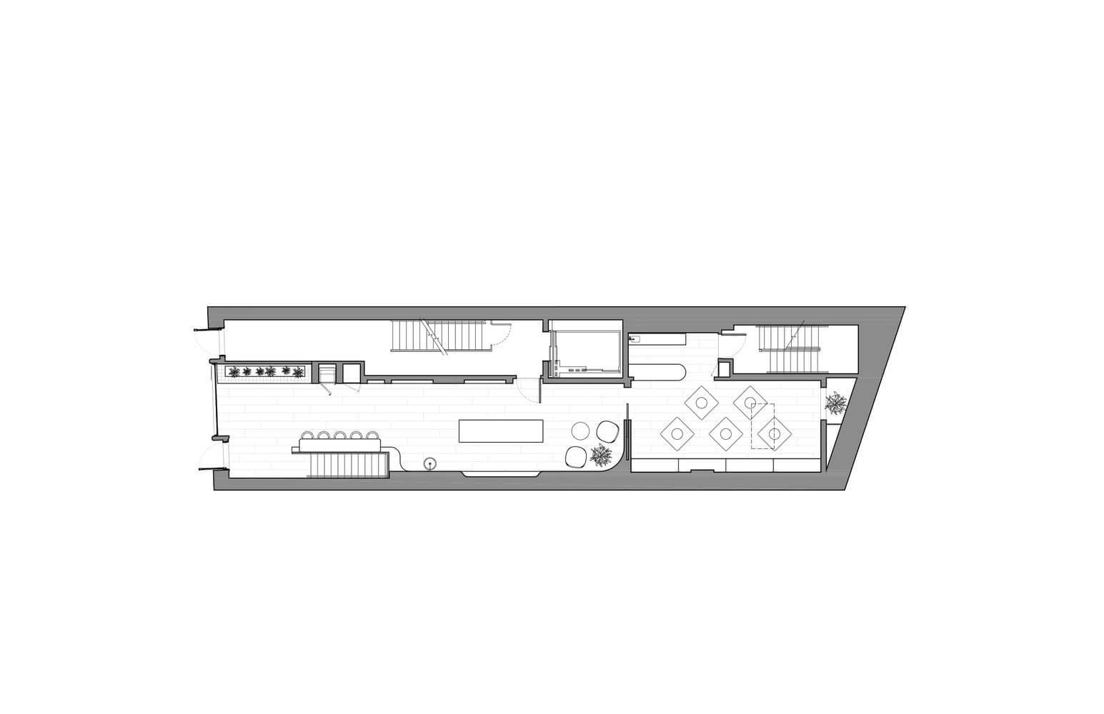 Bản vẽ 2D thể hiện mặt bằng thiết kế shop mỹ phẩm