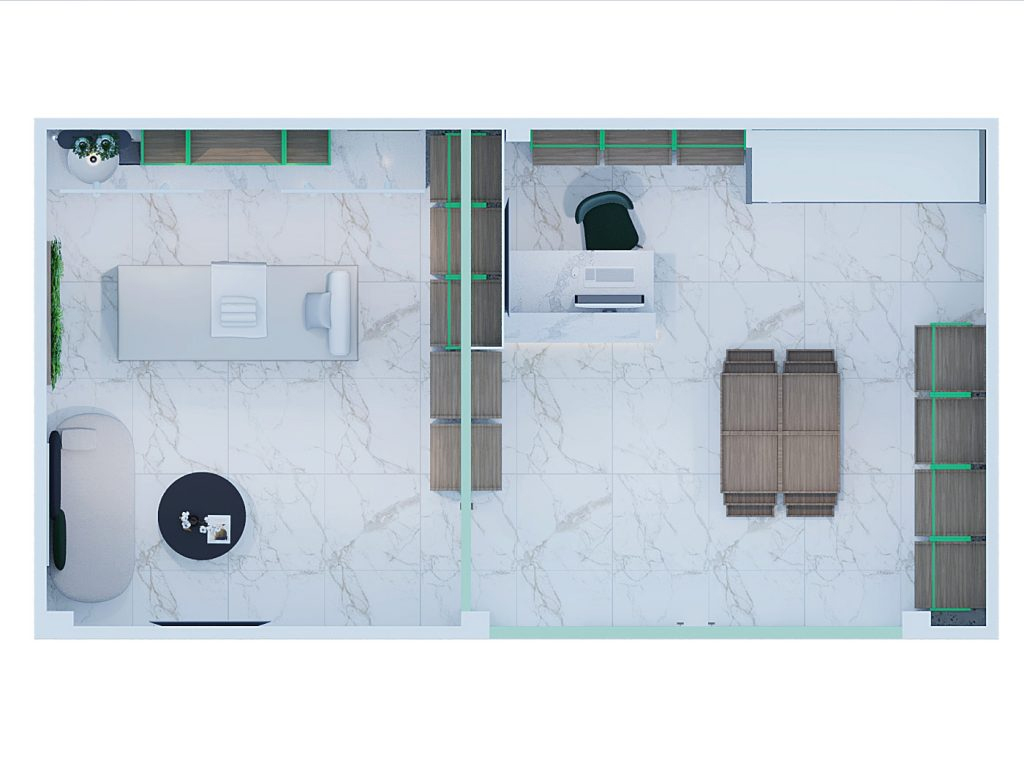 Mặt bằng phối cảnh chi tiết showroom