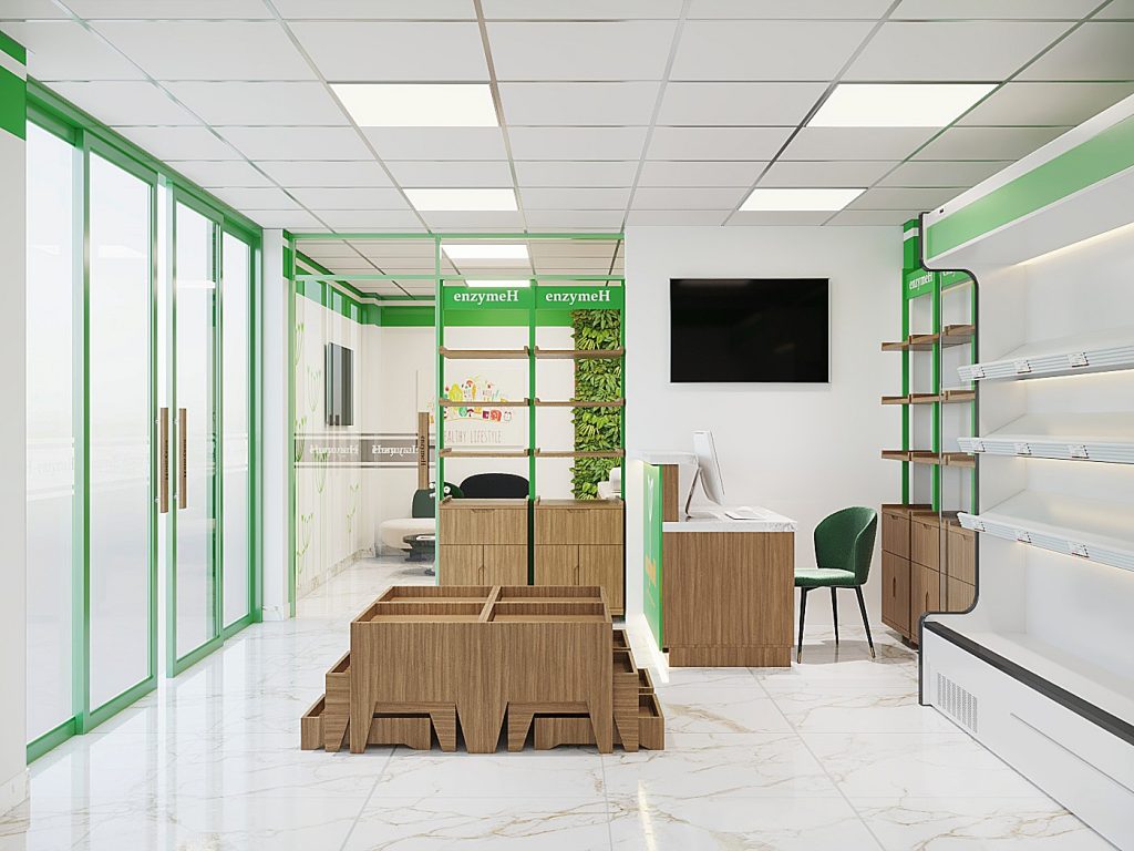 Các kiến trúc sư đã lựa chọn gạch màu trắng vân đá để tạo nên không gian nhẹ nhàng, giản dị, và tinh tế.
