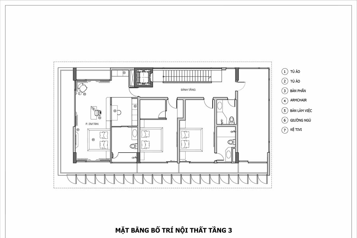 Tầng ba là khu vực giải trí và thư giãn của gia đình.