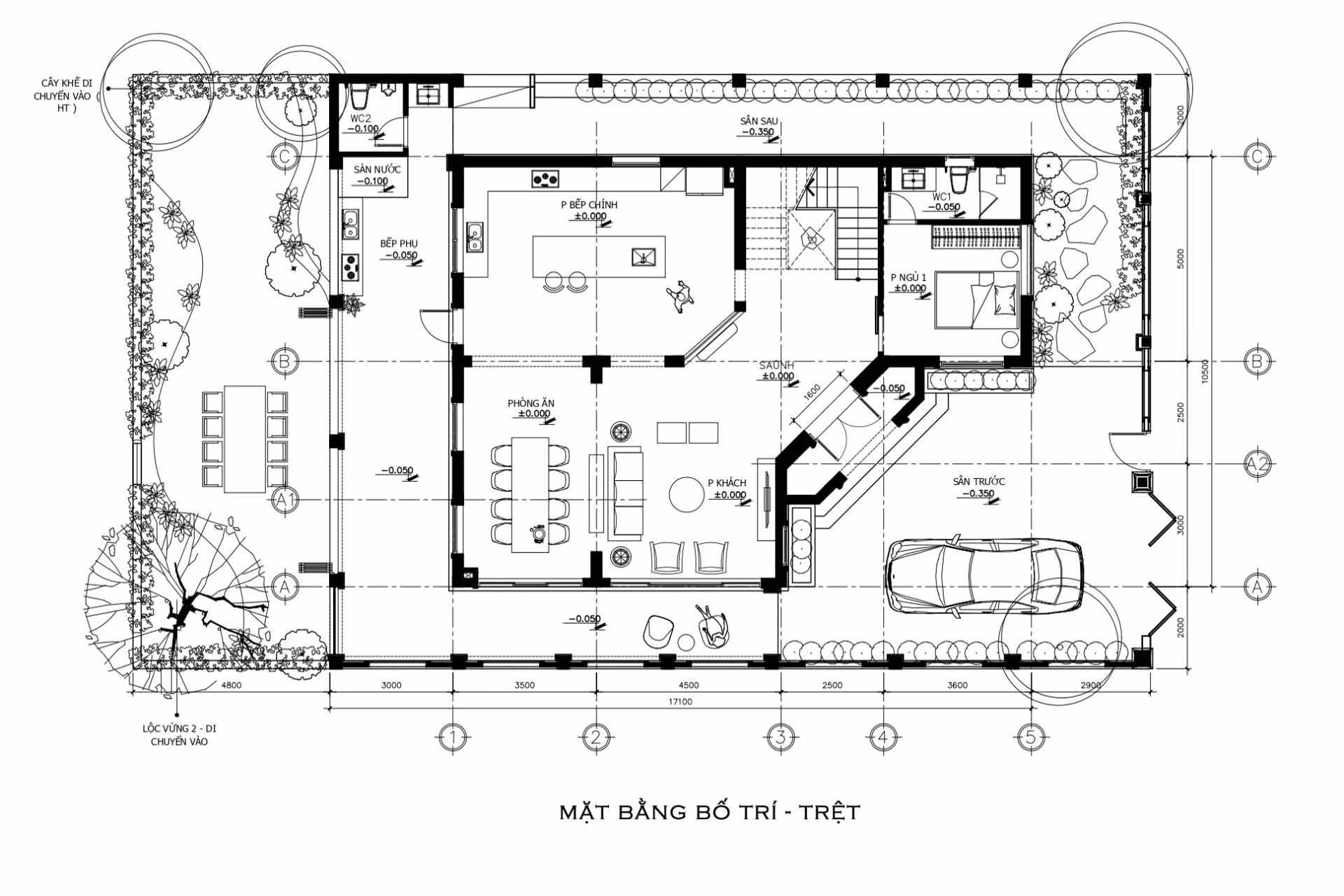 Bản vẽ 2D thể hiện thiết kế trang trí nội thất biệt thự
