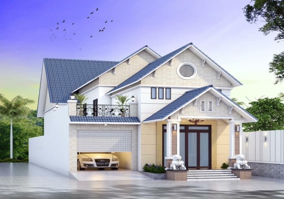 Nhà mái Nhật 1 tầng với gara là một lựa chọn thiết kế phổ biến và được ưa chuộng tại Việt Nam