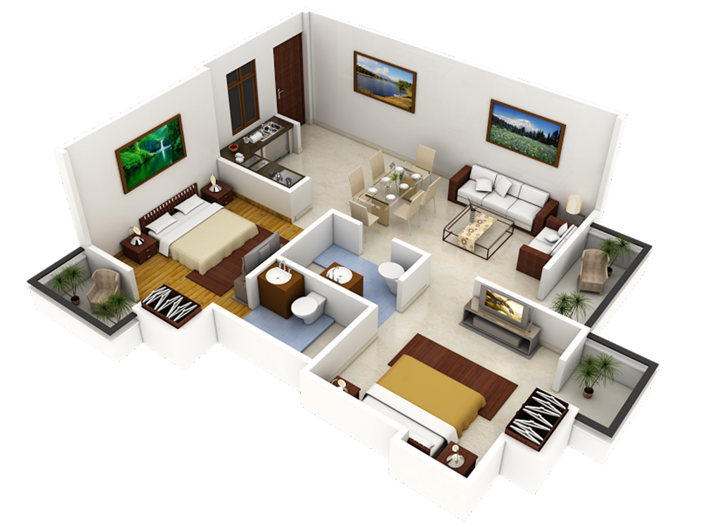 Bản vẽ 3D thiết kết nội thất cho căn chung cư