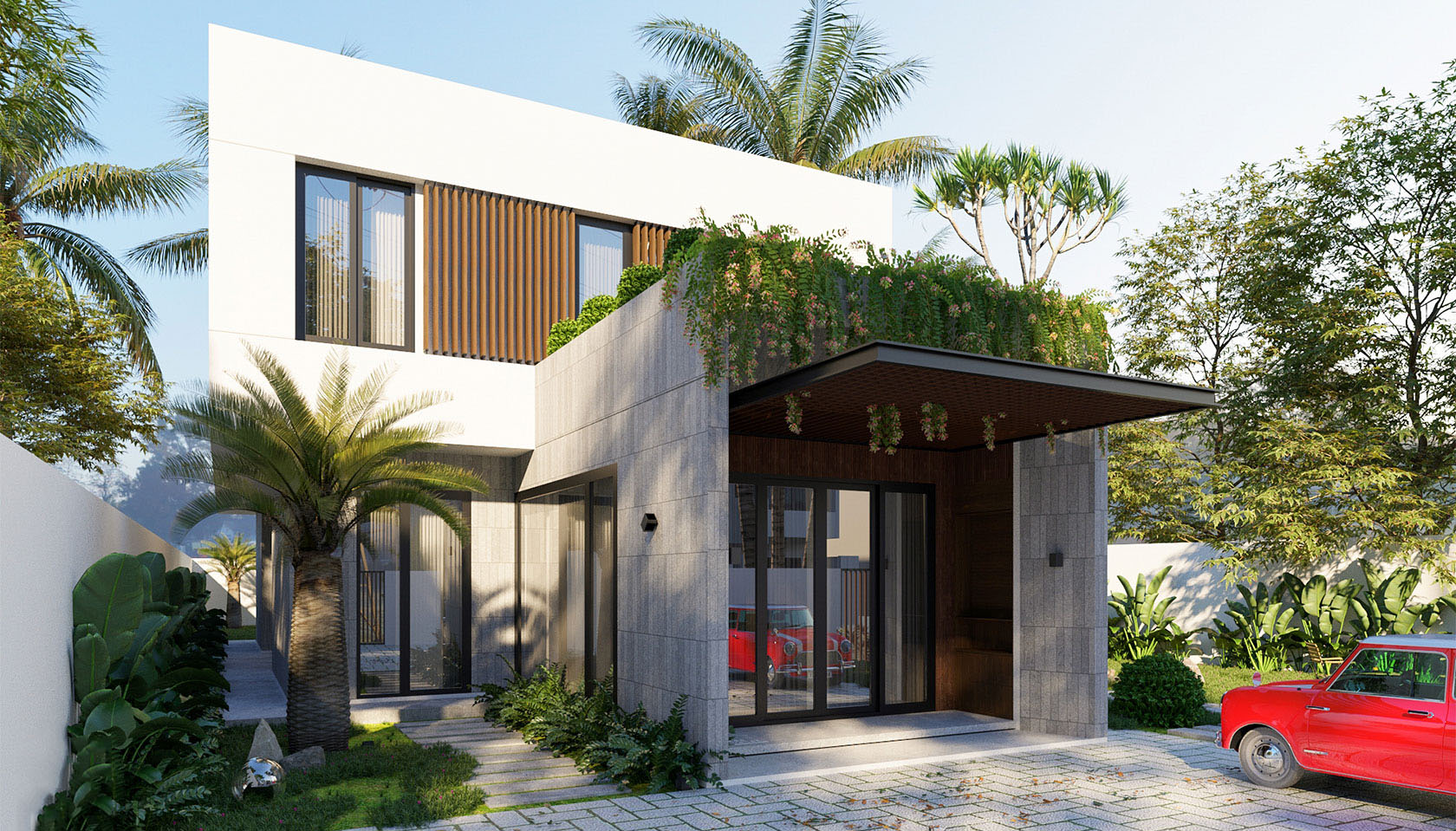 Biệt thự 2 tầng hiện đại thường được thiết kế với phong cách tối giản và thanh lịch, tập trung vào sự đơn giản và tinh tế.