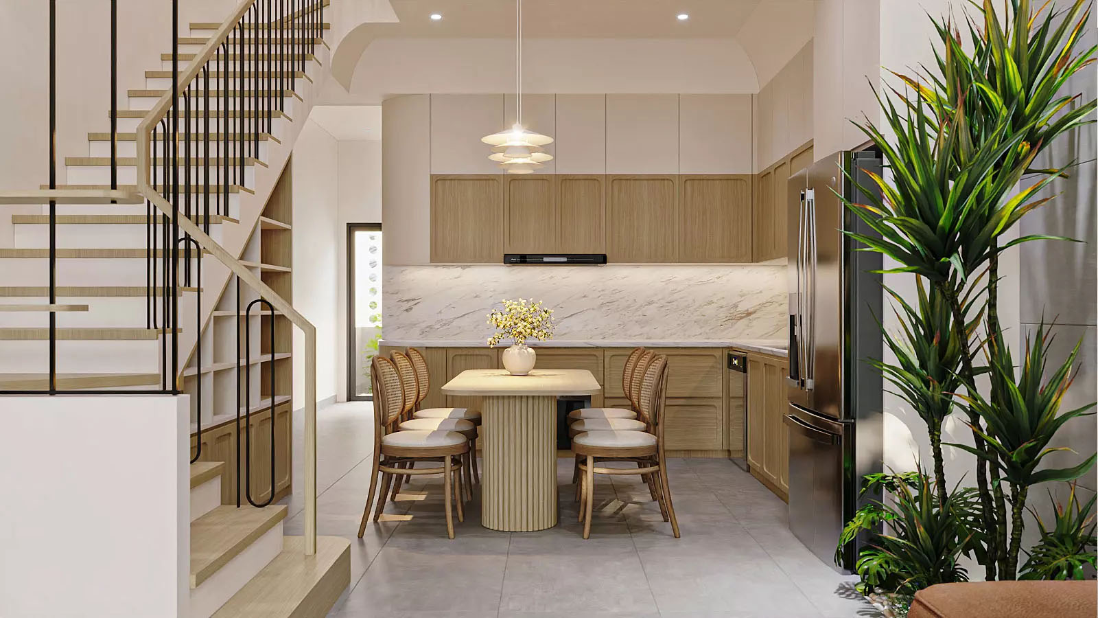 Phòng bếp của VA's House được thiết kế với phong cách hiện đại và tinh tế