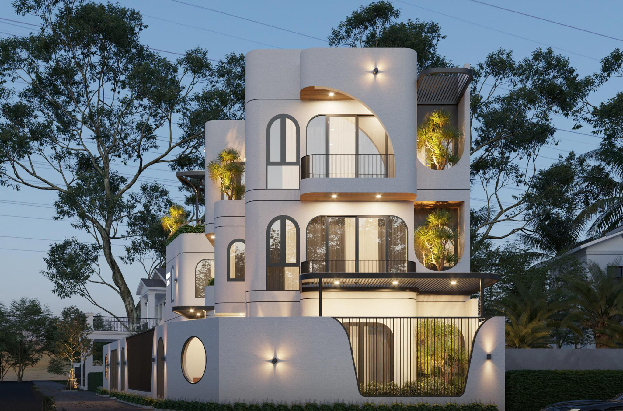 Biệt thự PH's Villa với thiết kế đầy mềm mại và tinh tế đã gây ấn tượng mạnh với những đường cong đặc trưng