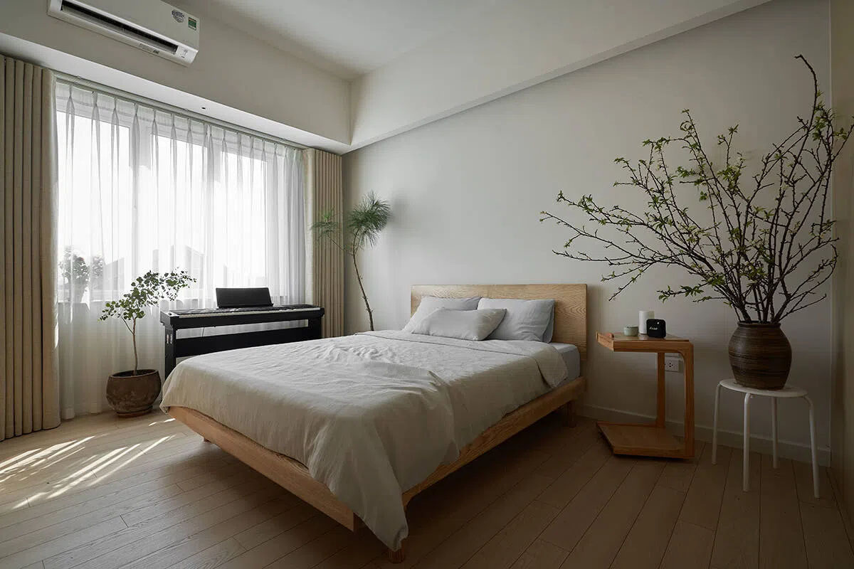 Phòng ngủ trong dự án thiết kế thi công nội thất chung cư TAH được thiết kế để tạo nên một không gian nghỉ ngơi thoải mái