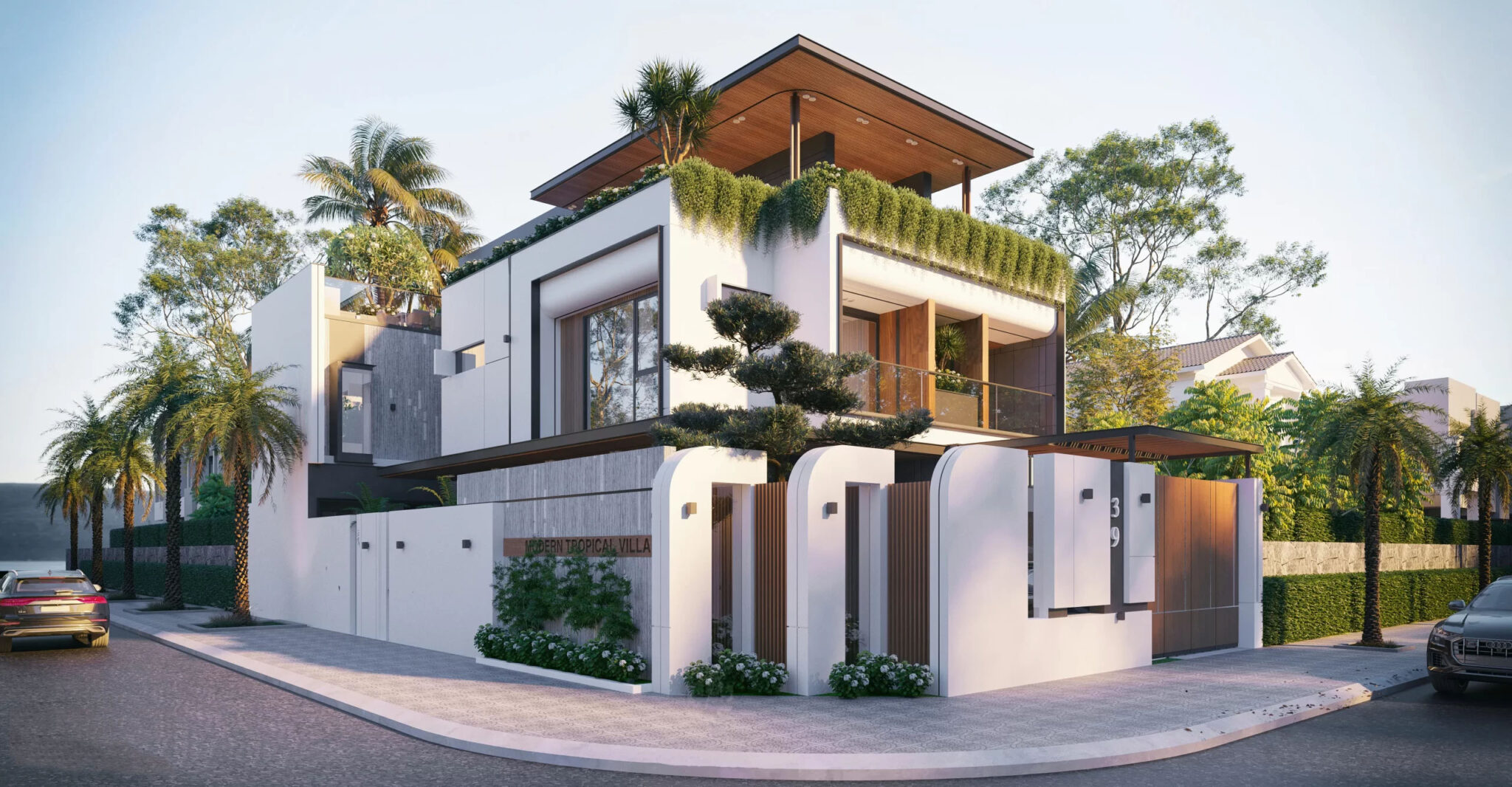 MH’s Villa nổi bật với ngoại thất bắt mắt, sử dụng hình khối hiện đại và tối giản về chi tiết và vật liệu
