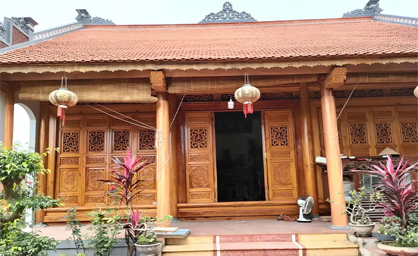 Hình ảnh thực tế sau khi đã chỉnh sửa bản vẽ của nhà gỗ 3 gian hiện đại