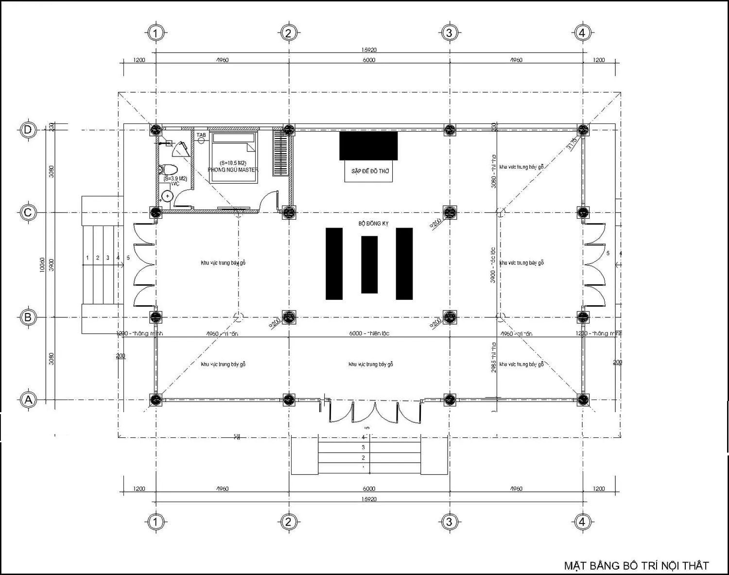Bản vẽ nhà gỗ 3 gian hiện đại
