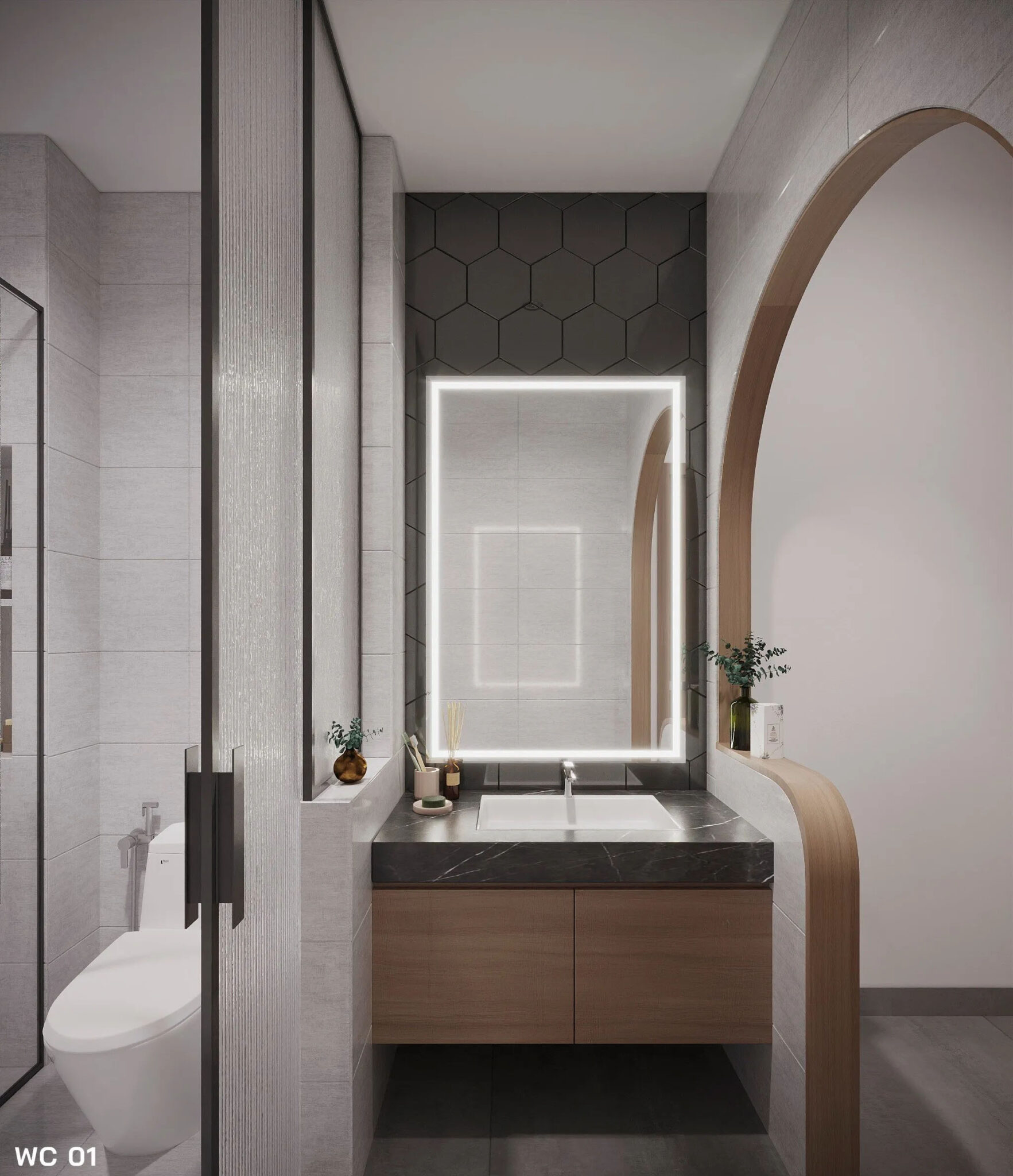 WC của ngôi nhà ống 2 tầng này được thiết kế theo tiêu chí hiện đại và tối giản