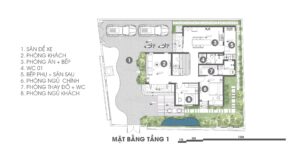 Mặt bằng biệt thự 2 tầng 4 phòng ngủ bố trí khoa học thực hiện bởi Villax - tầng 2